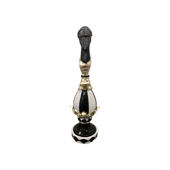 New Black & White Stripes Halloween Crow Perched Fleur de Lis Resin Decor Figure - Picture 4 of 4